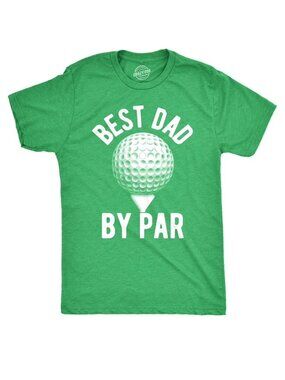 Men's Golfing T Shirts Best Dad by Par, HEATHER GREEN, Size MEDIUM